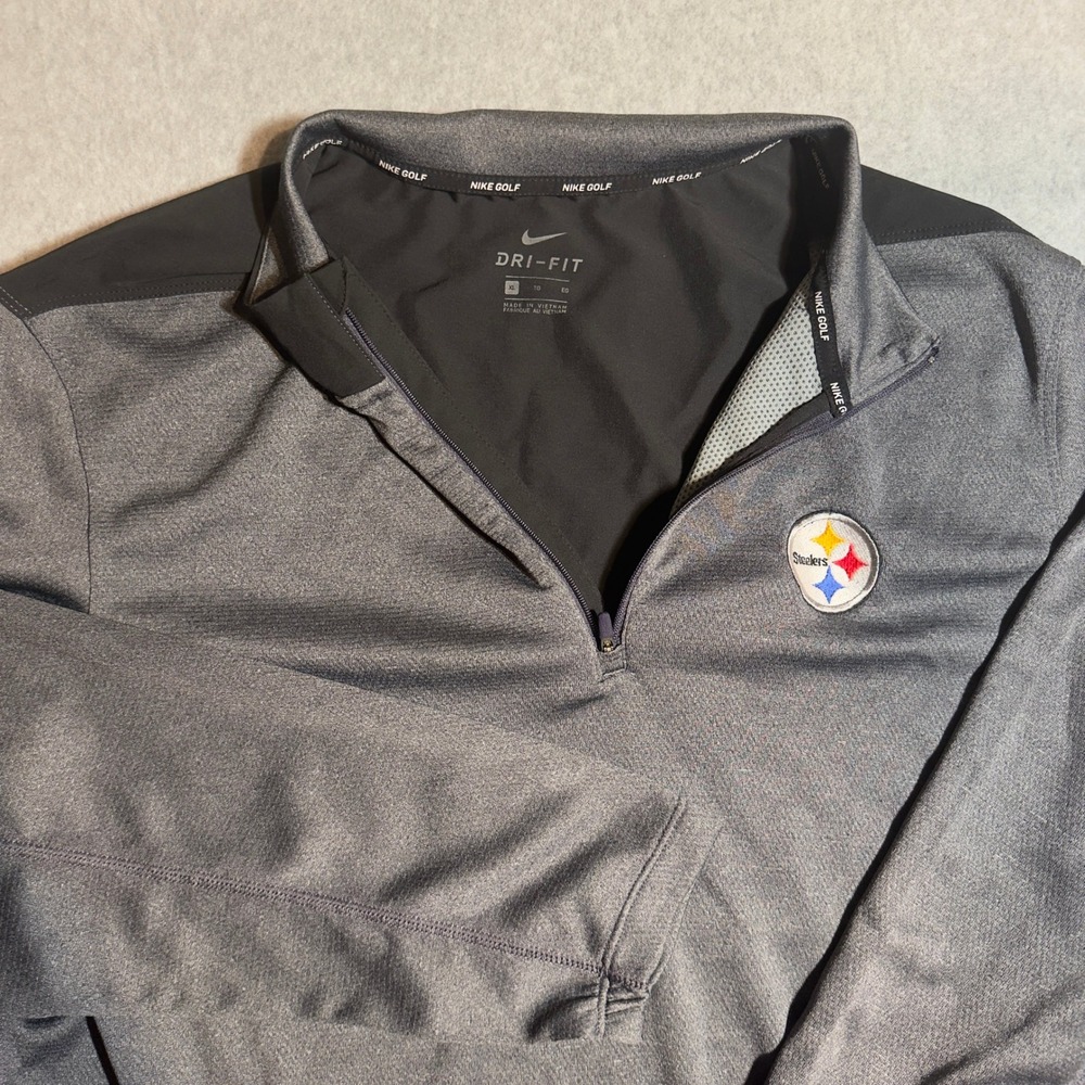 Nike Golf Dri-FIT Pittsburgh Steelers Quarter Zip Pullover Mens XL Gray Black